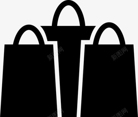 购物袋三袋纸袋图标图标