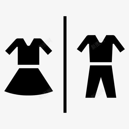 浴室女式中性款图标svg_新图网 https://ixintu.com 中性款 卫生间 女士 女式 服装 浴室 男式