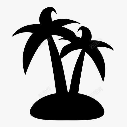 棕榈树度假热带图标svg_新图网 https://ixintu.com 岛屿 度假 棕榈树 水 沙滩 海滩 炎热 热带