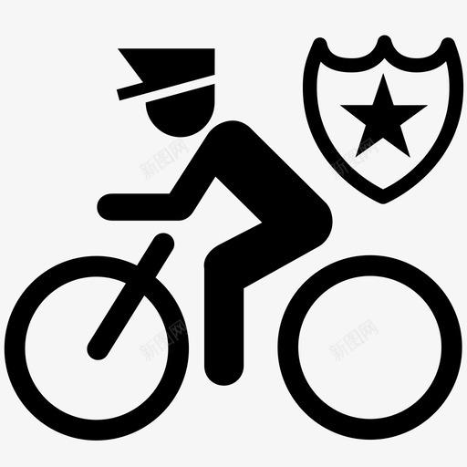警用自行车公路骑行图标svg_新图网 https://ixintu.com 人 保护 公路 安全 巡逻 护林员 秩序 警官 警用自行车 骑行