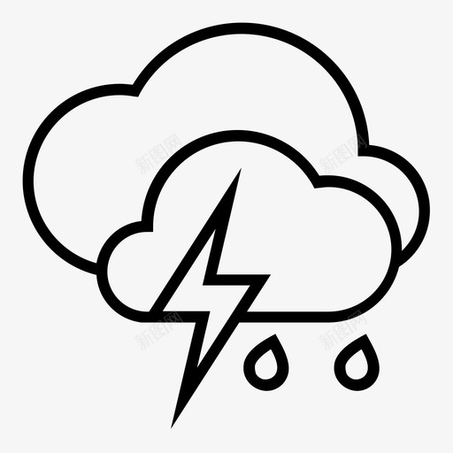 小雨伴雷多雨多雨天气图标svg_新图网 https://ixintu.com 多雨 多雨天气 天气状况 天气预报 小雨伴雷 暴雨 雷雨