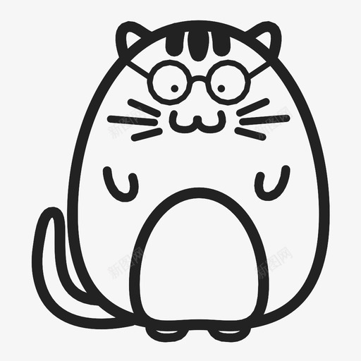 书呆子猫肥猫猫图标svg_新图网 https://ixintu.com 书呆子猫 宠物猫 家养动物 小猫 猫 眼镜 肥猫