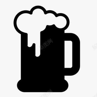 啤酒玻璃杯泡沫图标图标