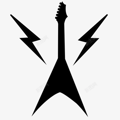 吉他电吉他重量级图标svg_新图网 https://ixintu.com 乐器 吉他 摇滚乐 电吉他 重量级 闪电 音乐