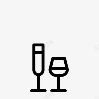 葡萄酒和香槟玻璃器皿厨房用具图标图标