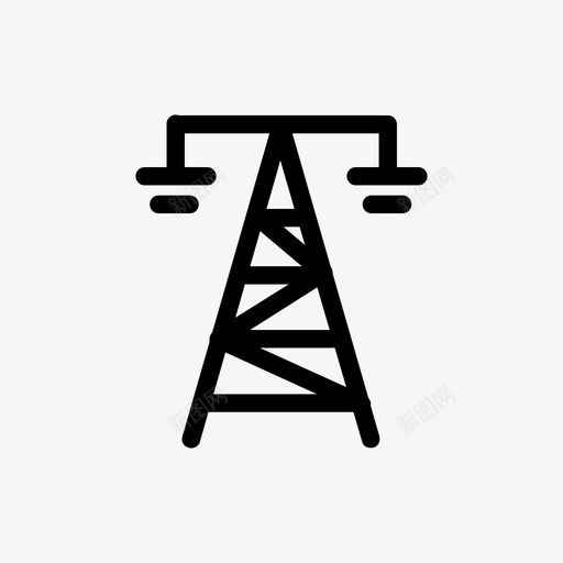 电塔电线电图标svg_新图网 https://ixintu.com 3.23 冲程 电 电力线 电塔 电线 简单 能