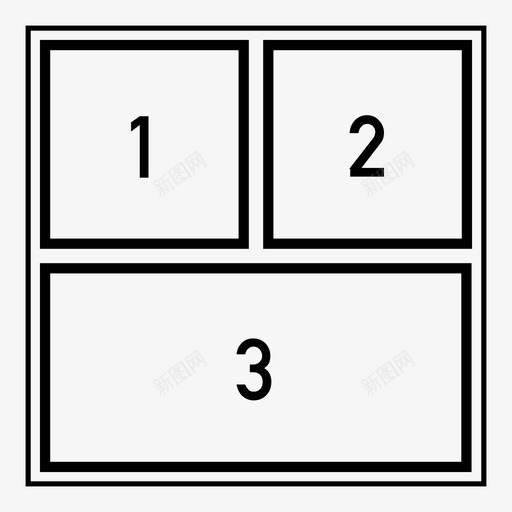 3个平铺笔划数字框仪表板布局图标svg_新图网 https://ixintu.com 3个平铺笔划数字框 仪表板布局