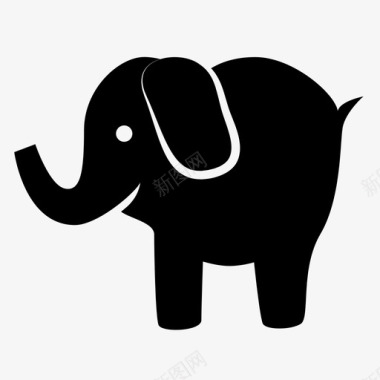 大象野生动物躯干图标图标