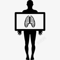 肺部X光照射结果站着的男性轮廓肺部医学图标高清图片