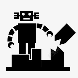 巨型机器人机器人攻击建筑图标高清图片