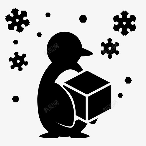 冷冻企鹅装运图标svg_新图网 https://ixintu.com 企鹅 冷冻 南极 已装运 装运 装运符号 雪花