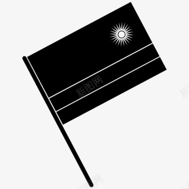 卢旺达卢旺达国旗旗杆图标图标