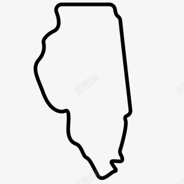 伊利诺伊州地点州轮廓图标图标