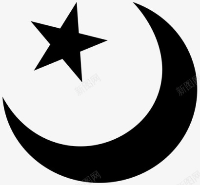 伊斯兰教新月月亮和星星图标图标