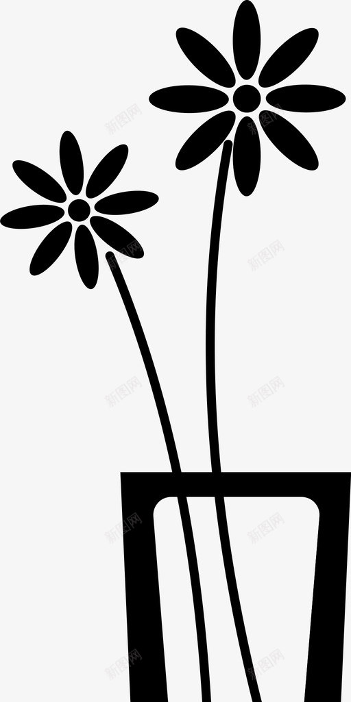 花卉植物自然图标svg_新图网 https://ixintu.com 植物 绿色 自然 花卉 花瓶 装饰 雏菊