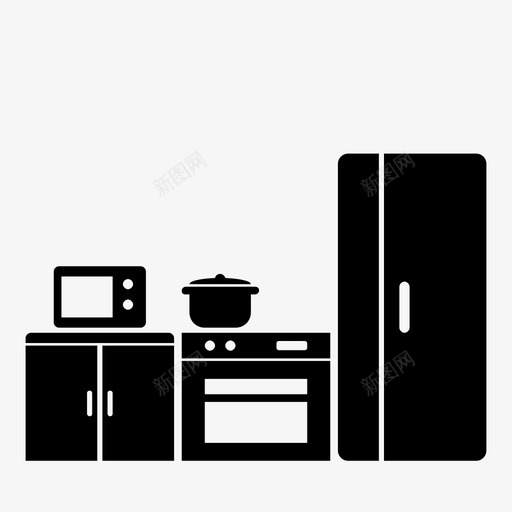 厨房电器柜台图标svg_新图网 https://ixintu.com 冰箱 厨房 微波炉 柜台 炉灶 烤箱 电器