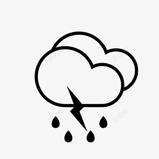 暴风雨气候云图标svg_新图网 https://ixintu.com 云 天气 暴风雨 气候 闪电 雨