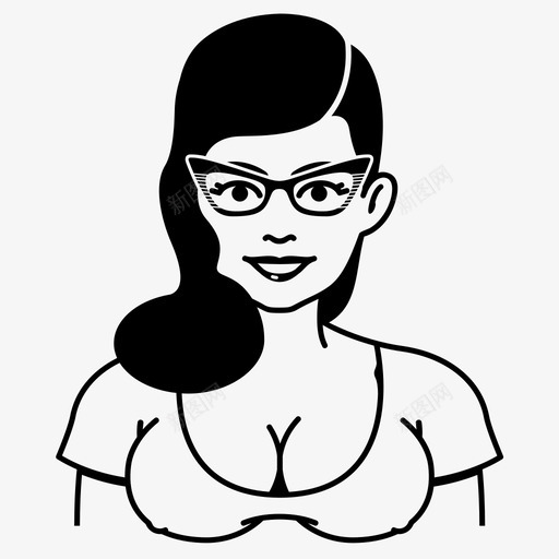女人胸部乳沟图标svg_新图网 https://ixintu.com 乳沟 人 女人 女士 女孩 女性 眼镜 胸部