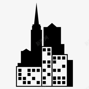 城市塔楼摩天大楼图标图标
