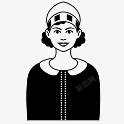 欧洲式尼比女服务员英国图标高清图片