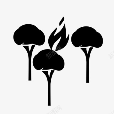 森林火灾树木植物图标图标