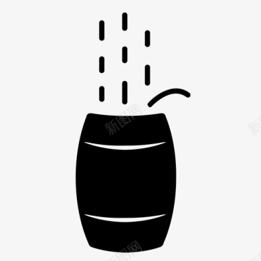 雨桶接雨桶水图标图标