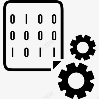 二进制代码和齿轮接口数据图标图标