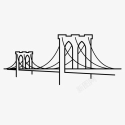 纽约曼哈顿布鲁克林大桥旅游公路桥图标高清图片