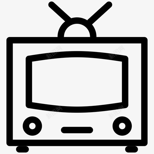 电视形状旧电视图标svg_新图网 https://ixintu.com 娱乐 形状 插图 旧电视 电影 电视 线图标 视频