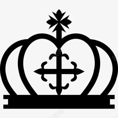顶部有教皇十字架的皇冠形状皇冠图标图标