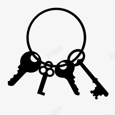 钥匙环耶鲁锁开锁图标图标