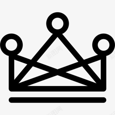 皇冠的十字交叉线和圆形轮廓皇冠图标图标