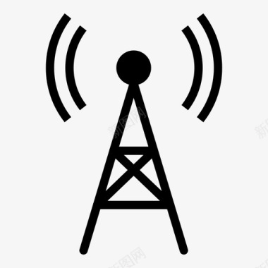 无线电塔传输信号无线电信号图标图标