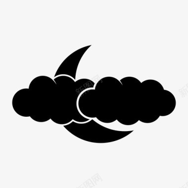 多云的夜晚气候云图标图标