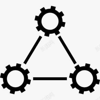 三个齿轮用三角形的线连接起来界面人力资源图标图标