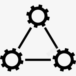 连接起来三个齿轮用三角形的线连接起来界面人力资源图标高清图片