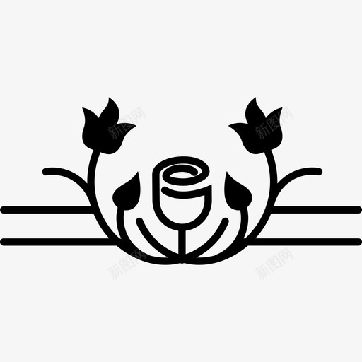 郁金香花叶和藤蔓轮廓艺术花卉图标svg_新图网 https://ixintu.com 艺术 花卉设计 郁金香花叶和藤蔓轮廓