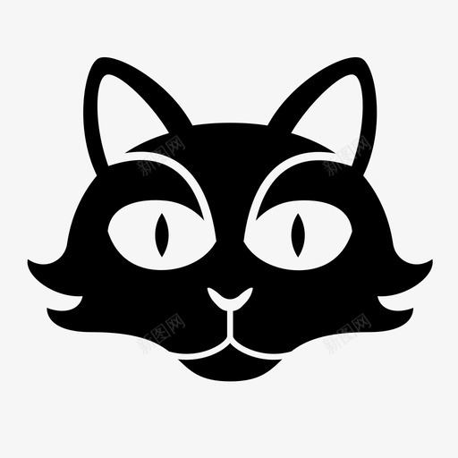 黑猫小猫头图标svg_新图网 https://ixintu.com 动物脸 头 小猫 小猫猫 猫 猫脸 脸 黑猫