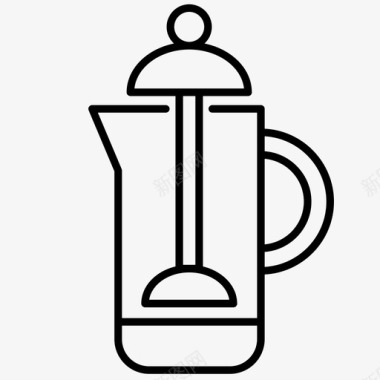 法式印刷机早餐咖啡机图标图标