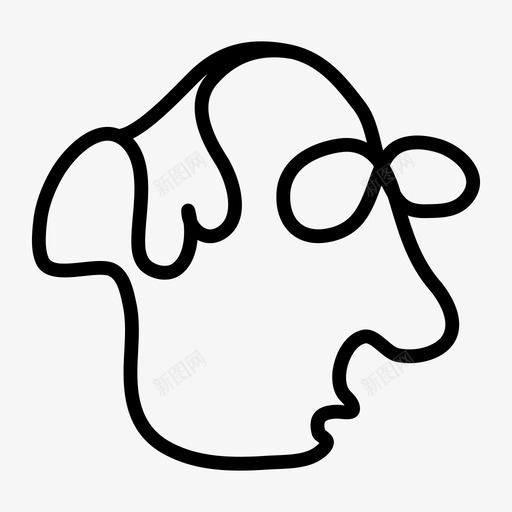 脸毕加索人物图标svg_新图网 https://ixintu.com 一条线 人物 卡通 插图 毕加索 眼镜 绘画 脸 面部特征 面部线条