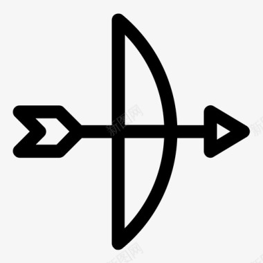 弓带边框弓和箭头图标图标
