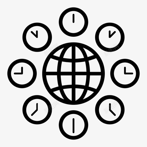 时区通用时间世界时间图标svg_新图网 https://ixintu.com 世界时间 日期 时区 时钟 通用时间