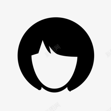 女人短发肖像照图标图标