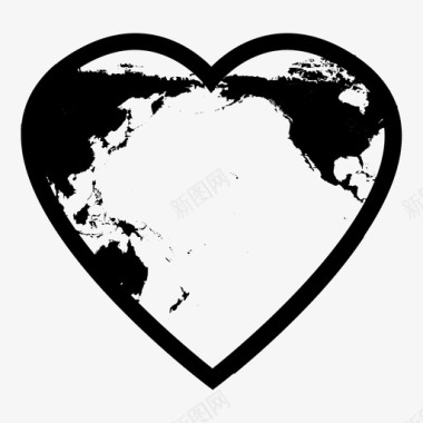 全球心脏心脏地球仪位置图标图标