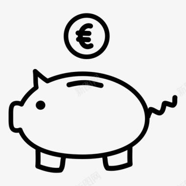 储蓄罐欧元金融收入图标图标