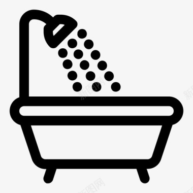 淋浴浴缸废物储藏室洗涤图标图标
