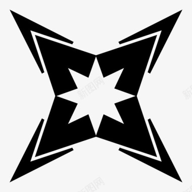 忍者之星徽章骑士盾牌图标图标