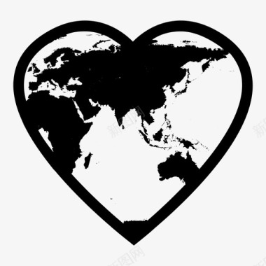 全球心脏心脏地球仪位置图标图标