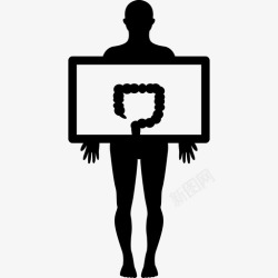男人瘦腹部站着的男人举着大肠的形象人身体的一部分图标高清图片