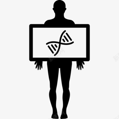 展示DNA结构医学身体部位的男性剪影图标图标